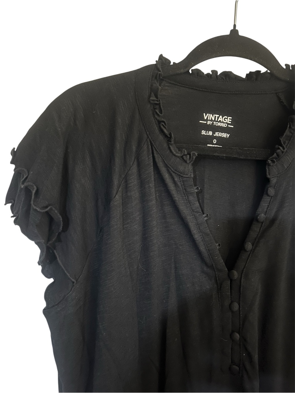 torrid Black Ruffle Sleeve V-Neck Blouse